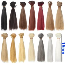 Short Straight Doll Hair para franja testa, preto, dourado, marrom, cáqui, branco, cinza cor, 5cm, 15cm, 25cm