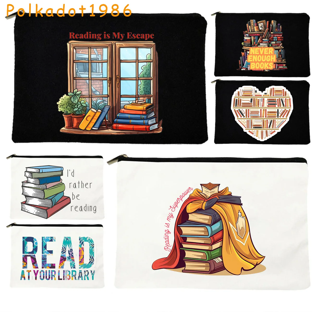 London Daunt Books Lover Cute Gifts Library Reading Bookish BOOKSHOP Canvas Cosmetic Bag Makeup Bag Key Pencil Case Zipper Pouch