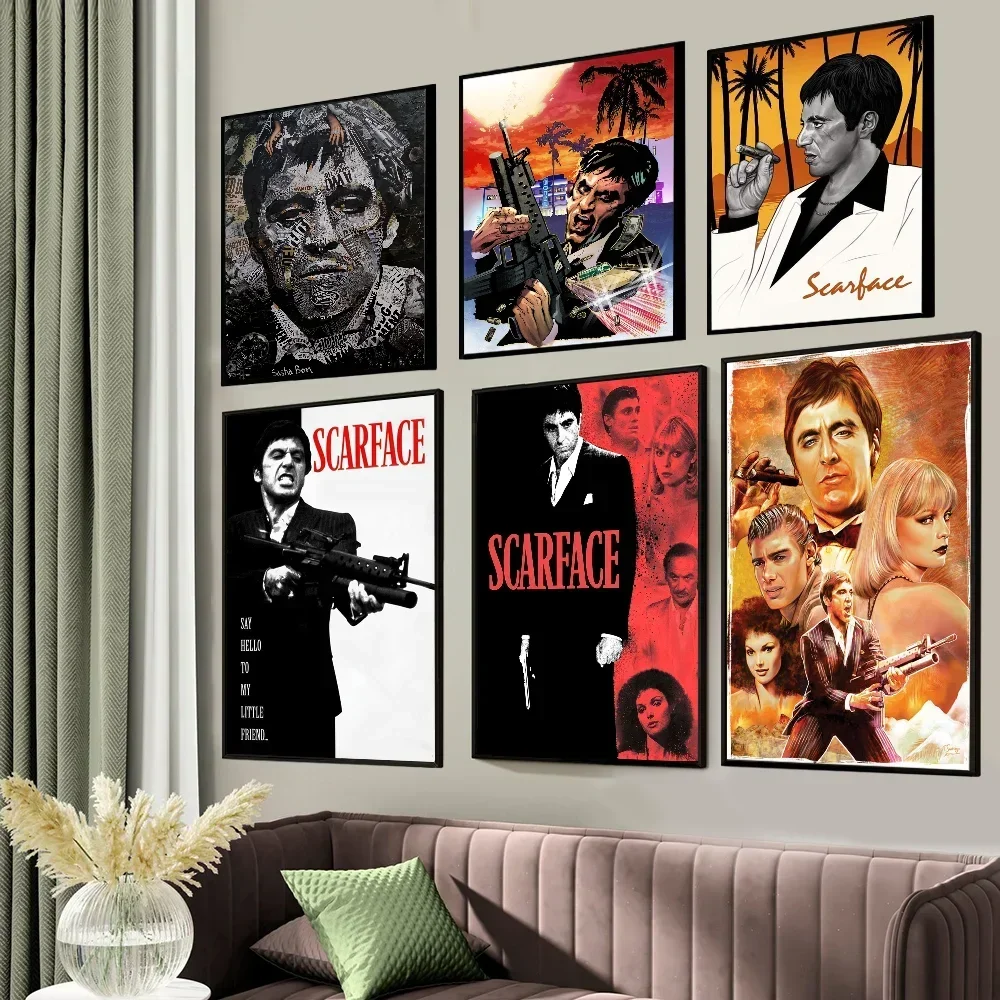 الفيلم الكلاسيكي سكارفيس قماش يطبع المشارك خمر الإثارة الفن يطبع غرفة نوم جدار الفن ديكور المنزل ملصق فني المشجعين الهدايا