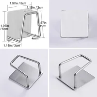 2PCS Stainless Steel Sink Sponge Holder Self Adhesive Drain Drying Rack Wall Hooks Accessories Storage Organizer 4