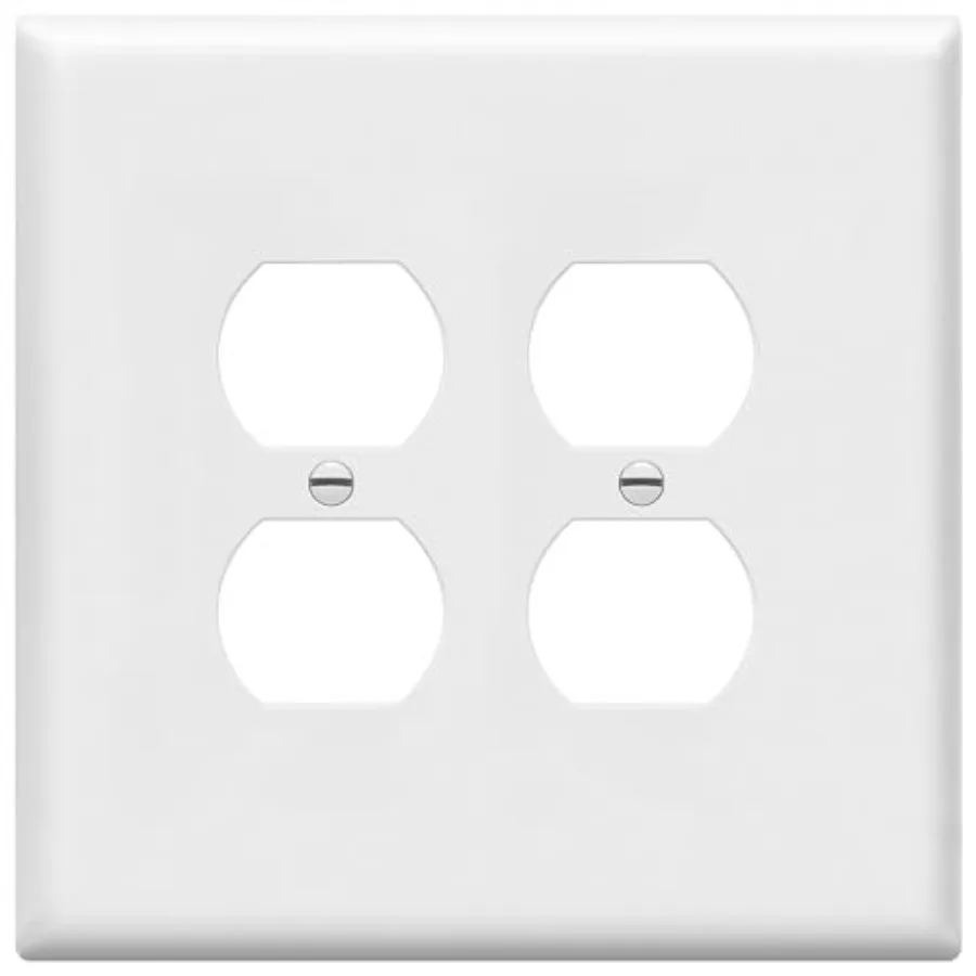 

Jumbo Double Duplex Receptacle Cover, Two Gang Outlet Wall Plate, Gloss Finish, Oversized 2-Gang 5.5" x 5.5", Unbreakable Polyc
