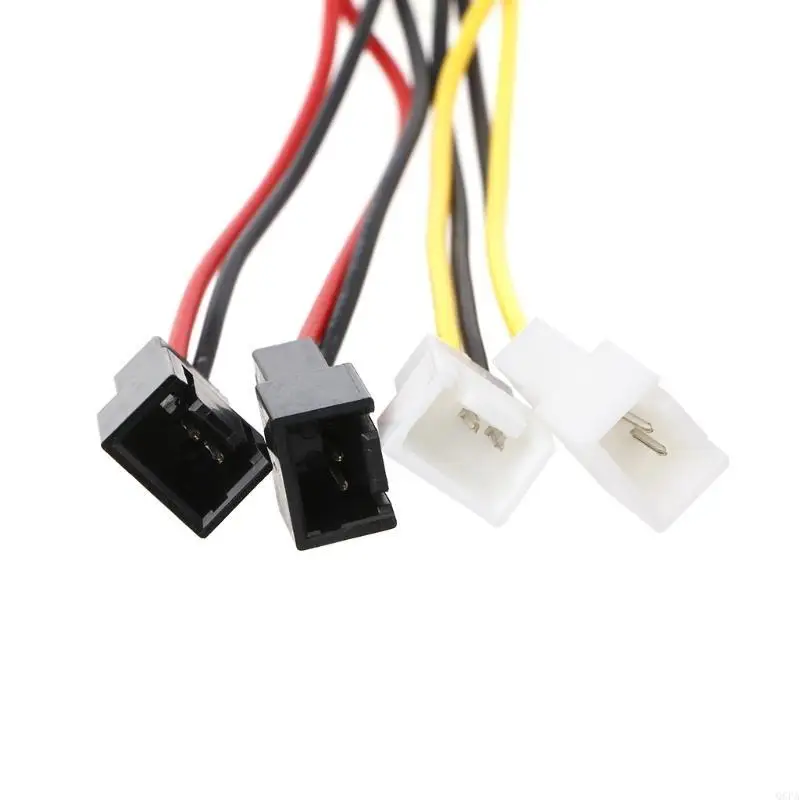 IDE Molex to 3Pin Fan Adapter, PC Fan Adapter 4Pin Molex to 4 PWM Splitter Sleeved Braided Cable for 3 Pin Computer PC
