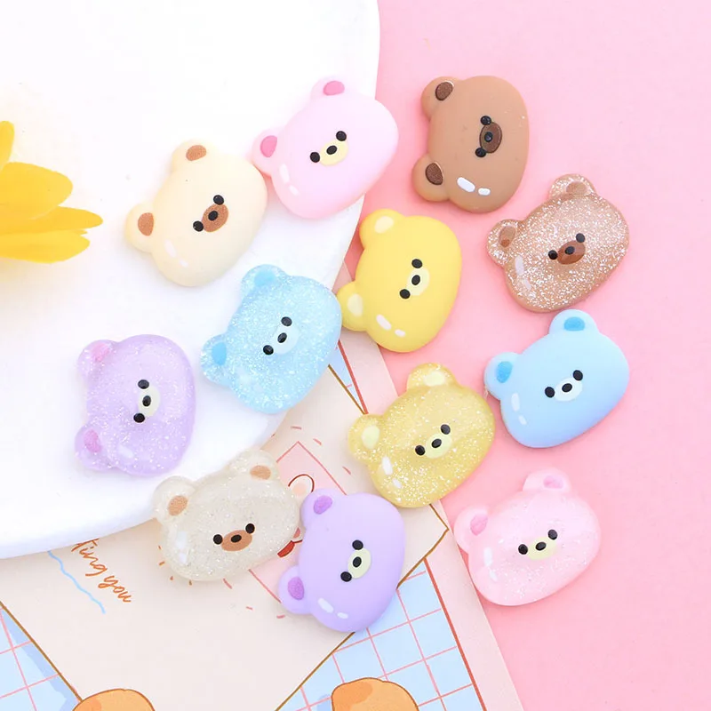 150pcs Cartoon Cute Solid /Translucent Shiny Bear Resin Flat Back Cabochon DIY Phone Beauty Decor Crafts Embellishments 20*23mm