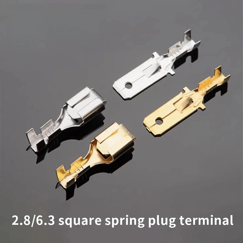 100/200pcs 2.8/6.3mm square spring plug male and female pair terminal connectors for automotive quick connectors