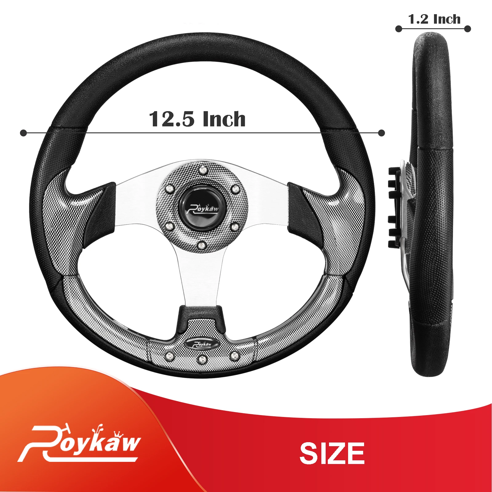 Roykaw Golf Cart Steering Wheel Fit for EZGO TXT/RXV, Club Car DS/Precedent/Tempo, Yamaha G29/Drive/Drive2 & Most Golf Carts