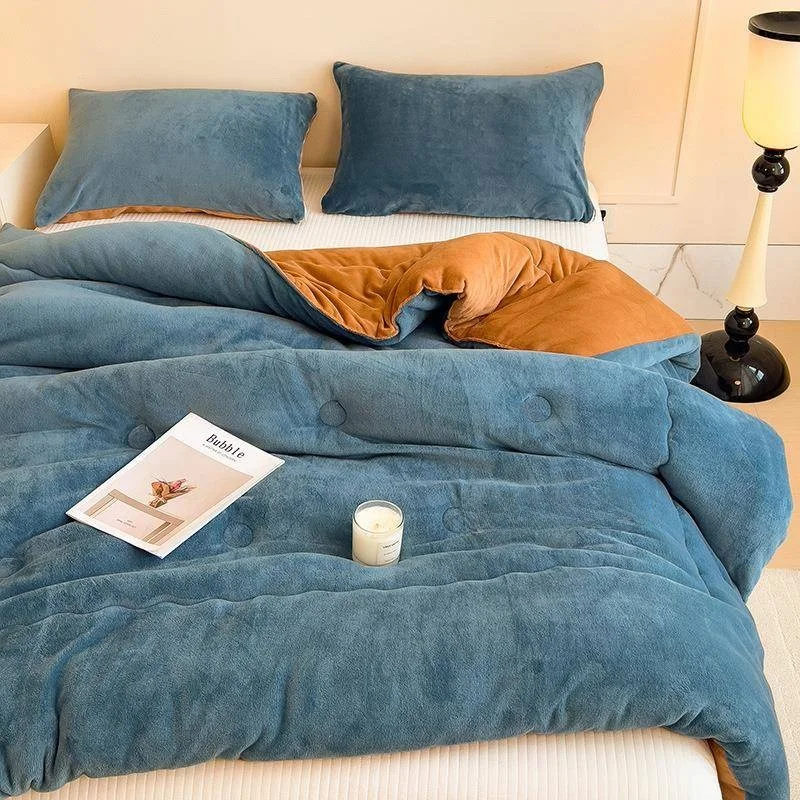 Thickened Double-sided Lamb Velvet Winter Quilt Warm Home Use Cotton Quilt Double Bedding Filling Fiber Other Fiber Baby Bao ...