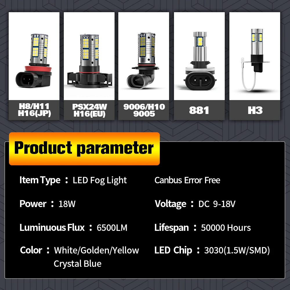 Lampu kabut 881 H27W, 2pcs lampu bohlam LED untuk Hyundai Accent Sonata 2006-2010 Santa Fe Tucson Elantra GT Genesis aksesoris Coupe