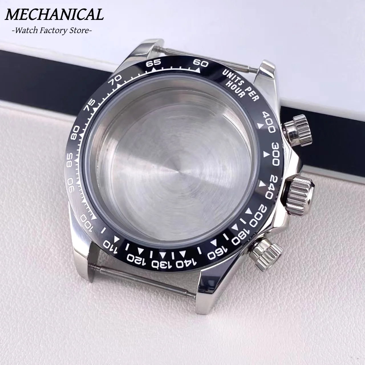 39 mm VK63 Uhrengehäuse mit Keramiklünette und Saphirglas, Edelstahl, Herrenuhr-Zubehör für VK63 Quarzwerk – Detail 17