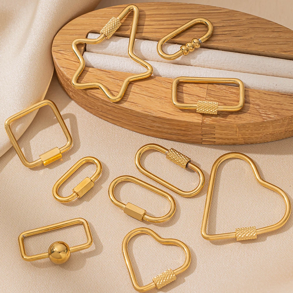 

5pcs Stainless Steel Screw Locking Clasp Carabiner Buckle For DIY Bracelets Necklaces Keychain Connector Jewelry Making Supplies