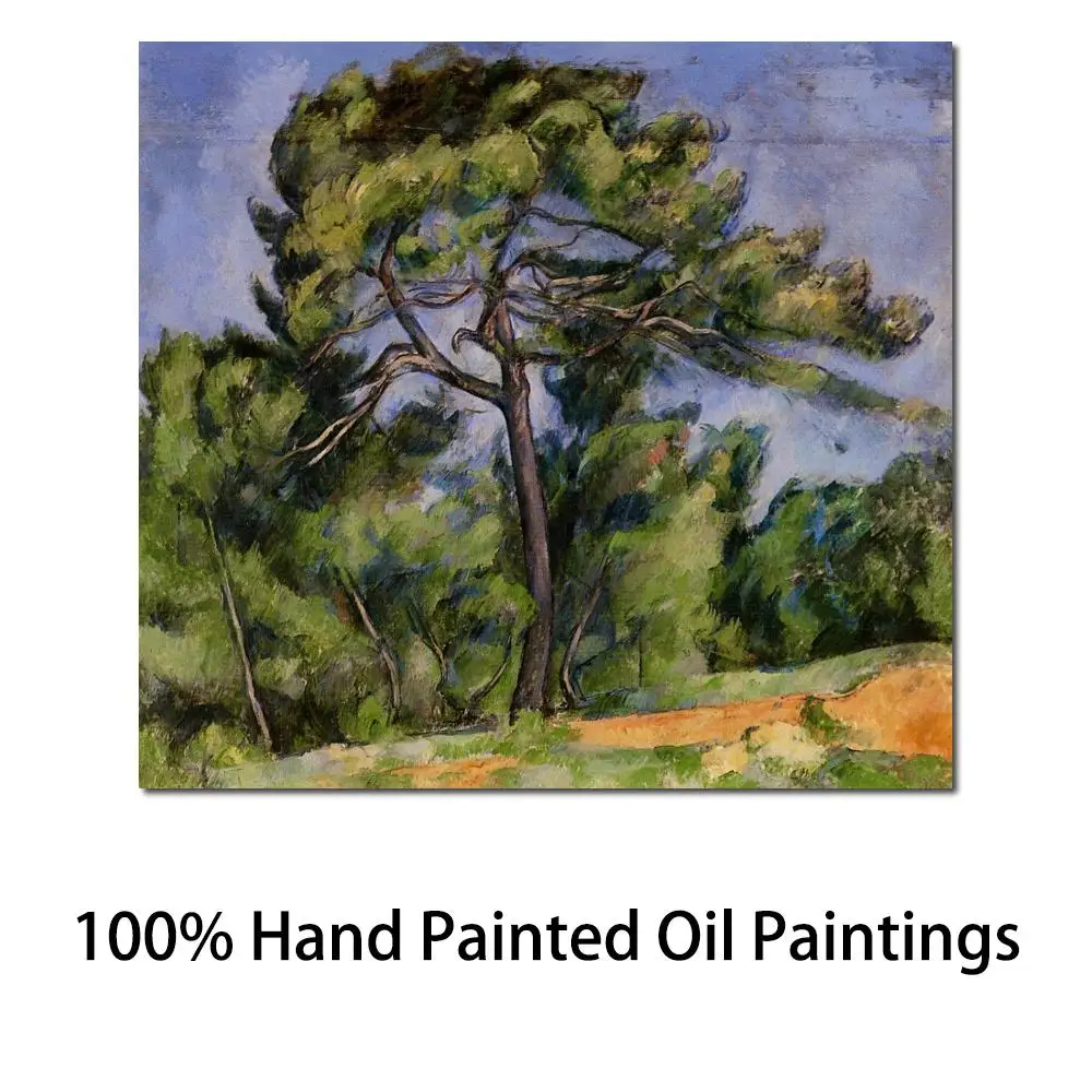 

Impressionist Landscape Canvas Art The Great Pine Paul Cezanne Paintings Handmade Trees Artwork for Living Room High Quality