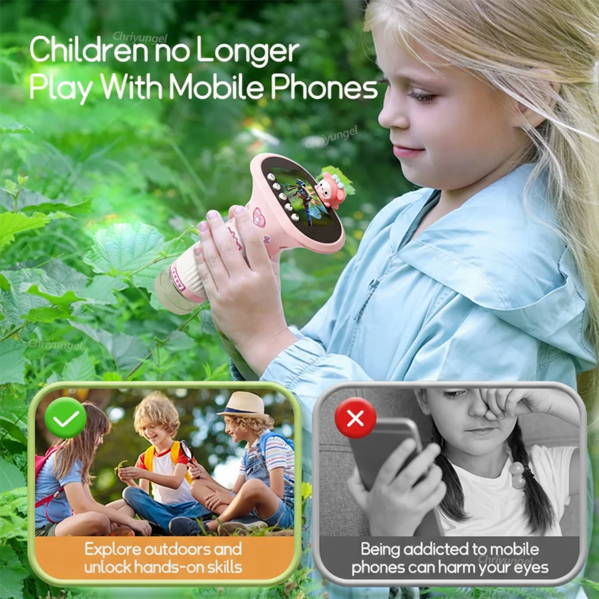 Chriyungel Digital Microscope for Kids 1000X Handheld Science Kit with LED Light Photo Video STEM Educational Toys Boy Girl Gift