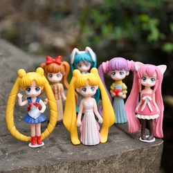 Anime SAILOR MOON Girl Figure Q Version Tsukino Usagi Action Doll Collectible Figure Toys Cake Decorations