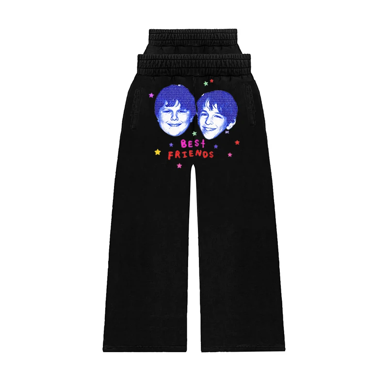 

2025 New European and American Style Casual Pants Wide Leg Pants Straight Hip Hop Punk Cartoon Creative Printed Letters