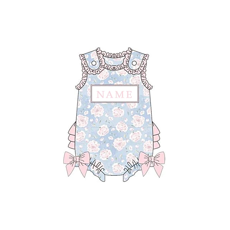 Boutique Baby Girl And Baby Boy New Cotton Customizable Name Styles Presale Models Floral And Plaid Series Romper Sets Clothes