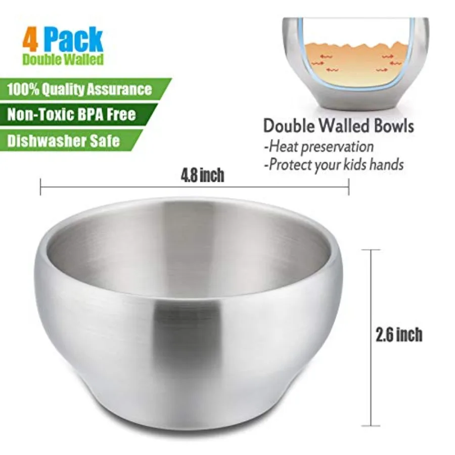 Heavyduty 18 8 304 Stainless Steel DoubleWalled Bowls for and Toddlers 12 oz Capacity Ideal for Feeding Soup and Snacks Unbreak