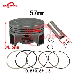 57mm Piston Kit (Pin 14mm) Ring Set for Keeway RKF125 RKF125i RKF 125 EFI 125i 157MJ-2 4-Valves Motorcycle Engine Parts