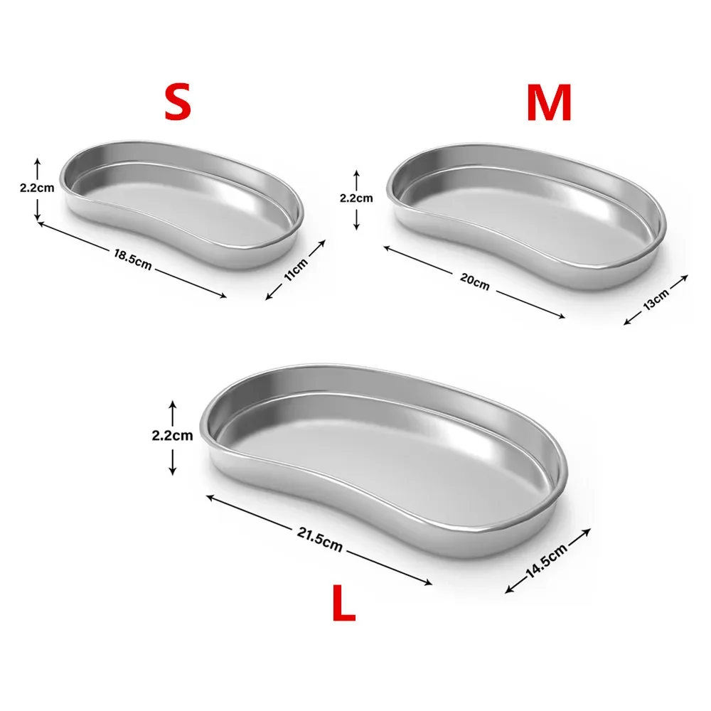 L M S Metal Dental Tray For Instrument Stainless Steel Medical Surgical Tray Curved Plate Dentistry Lab Tools Storage Box Dish