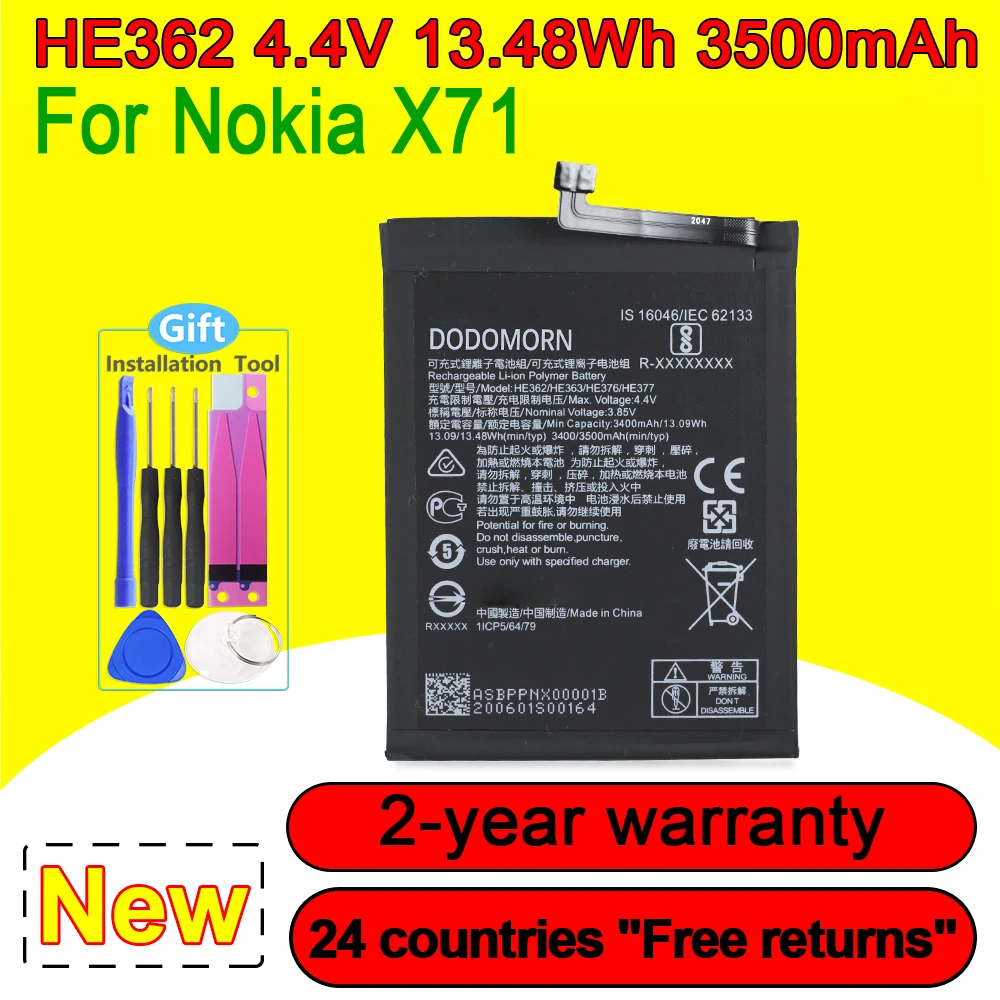 New HE363 HE377 3500mAh Battery For Nokia X7 TA-1131 /8.1 TA-1119 TA-1128 NEW High Quality