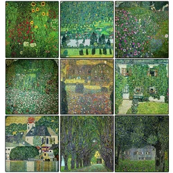 Gustav Klimt Famous Paintings Flowers Landscape Poster Canvas Painting Classical Reproduction Wall Art For Room Home Decor