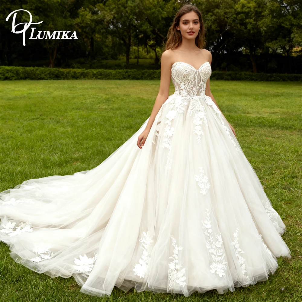 DTLumika Sweet Lace Wedding Dress for Bride to Be 2026 Strapless Sweetheart A Line Bride Dresses, Customized Bridal Gown
