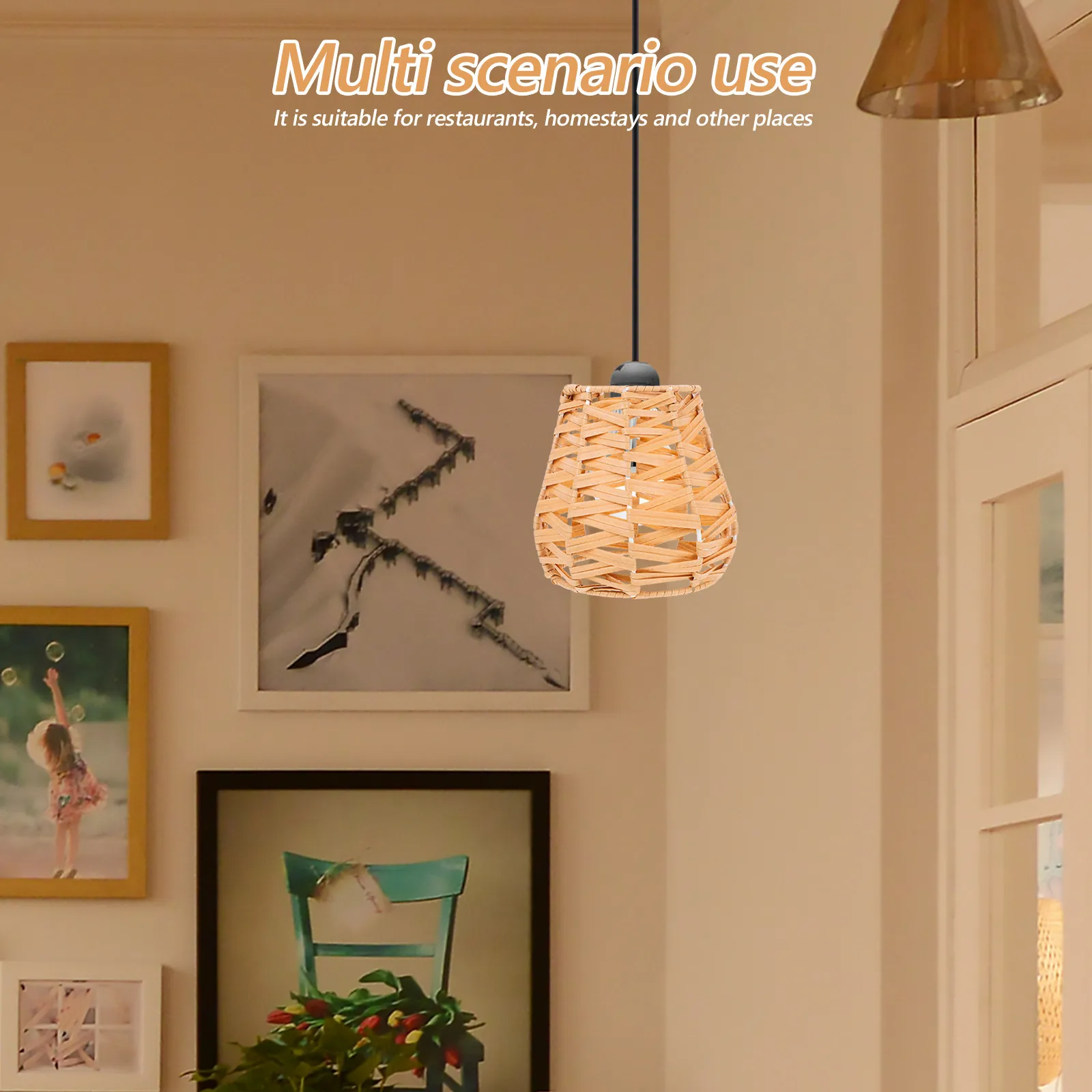

Woven Rattan Pendant Lamp Shade Rustic Ceiling Light Shade for Vintage Farmhouse Dining Room Kitchen Island Bedroom Decor