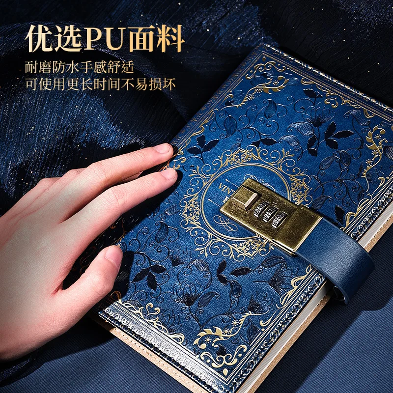 

B6 Retro Password Book with Lock Diary Creative Hand Ledger Student Notepad Stationery Notebook