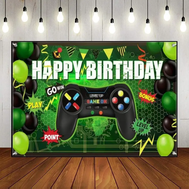 Video Game Computer Background Bar Photo Freedom Birthday Decoration Surprise Photography Backdrops Cartoon Baby Shower Banner