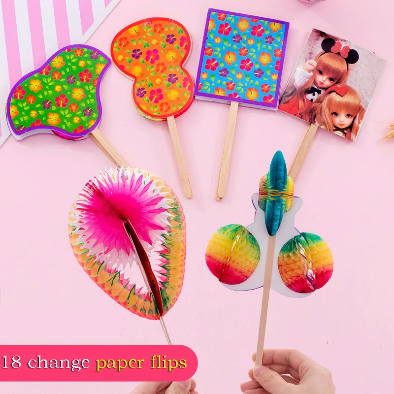 Creative Novelty Fun Magic Flower Nostalgic Origami Toy Cool toy Paper Flip Flower Kids Educational toy Boy Girl Gift Decoration