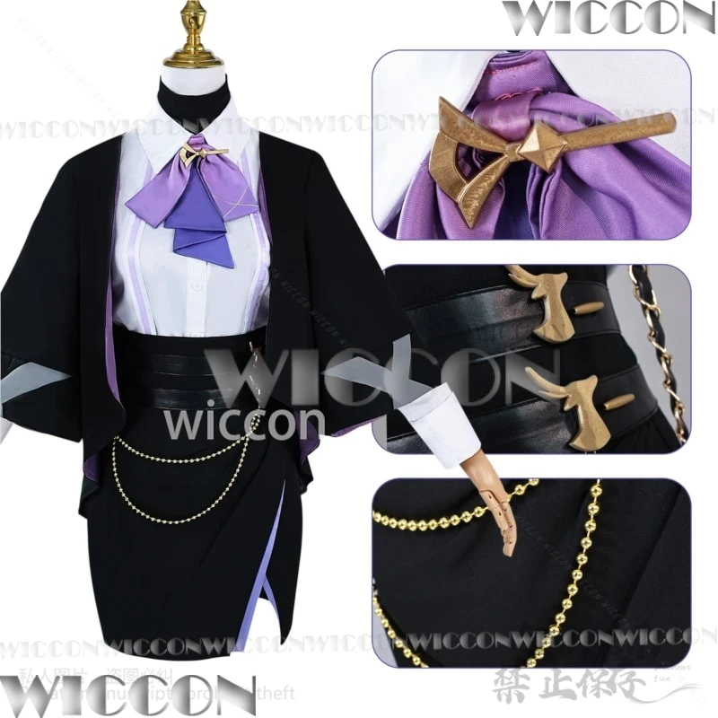 Clorinde Game Genshin Impact Cosplay Costume OL Girl Woman Outfit Shirt Bow Skirt Coat Socks Bag Halloween Christmas Customized