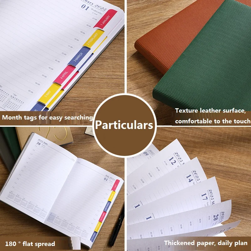 Imagem -03 - Papel Grosso Resistente à Água para o Trabalho pu Cover Notebook Agenda Diária Livro de Gerenciamento de Tempo 365 Planner One Page Per Day a5 Notebook 2023