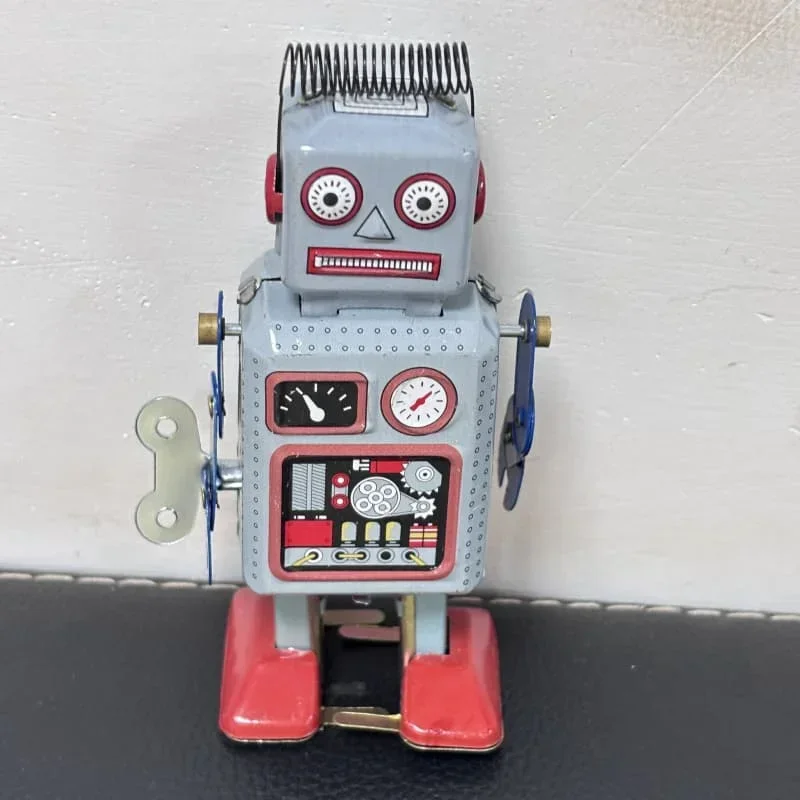 [Drôle] Collection classique rétro horloge liquidation métal marche étain jouet réparateur Robot Vintage mécanique MS249 enfants cadeau