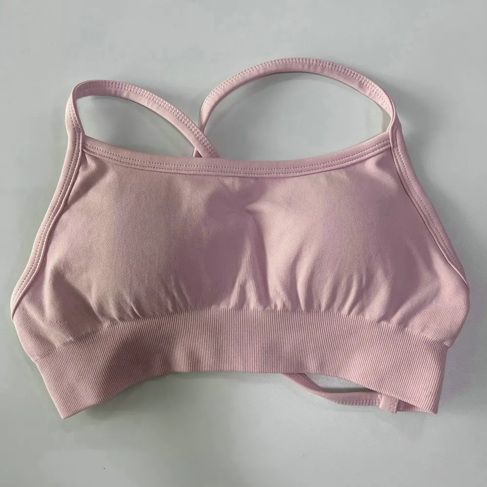 Pericic Damen Nahtloser Yoga-BH Rückenfreier Sport-BH Gepolstertes Sexy Top Kreuzrücken Gym Crop Top Fitness Sportunterwäsche – Detail 8