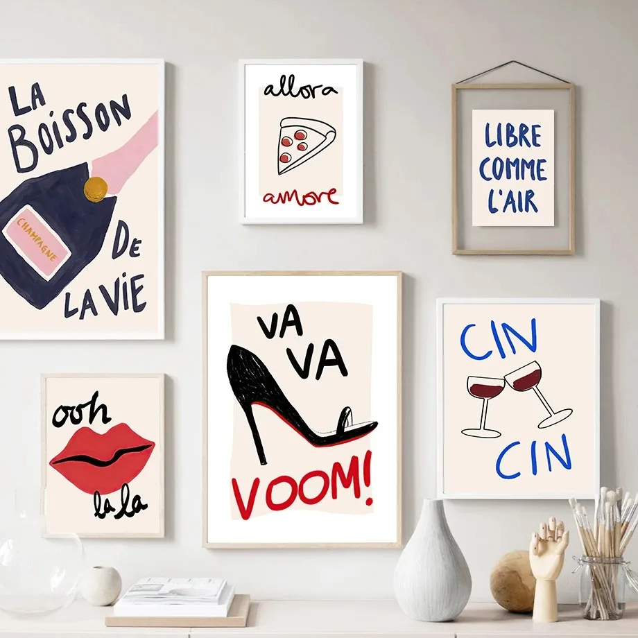 High Heel Sunglasses Champagne Nordic Posters and Prints Wall Art Canvas Painting for Living Room Home Decor