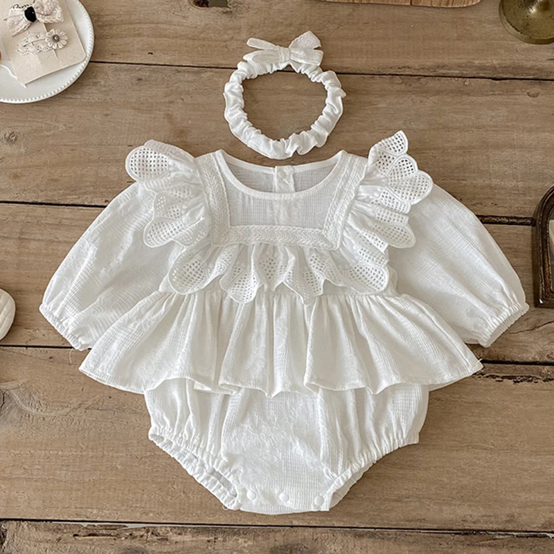 

2025 New Autumn 0-24M Children Clothes Korean Style Climbing Suit Long Sleeved Cotton Solid Color Newborn Baby Girls Bodysuits