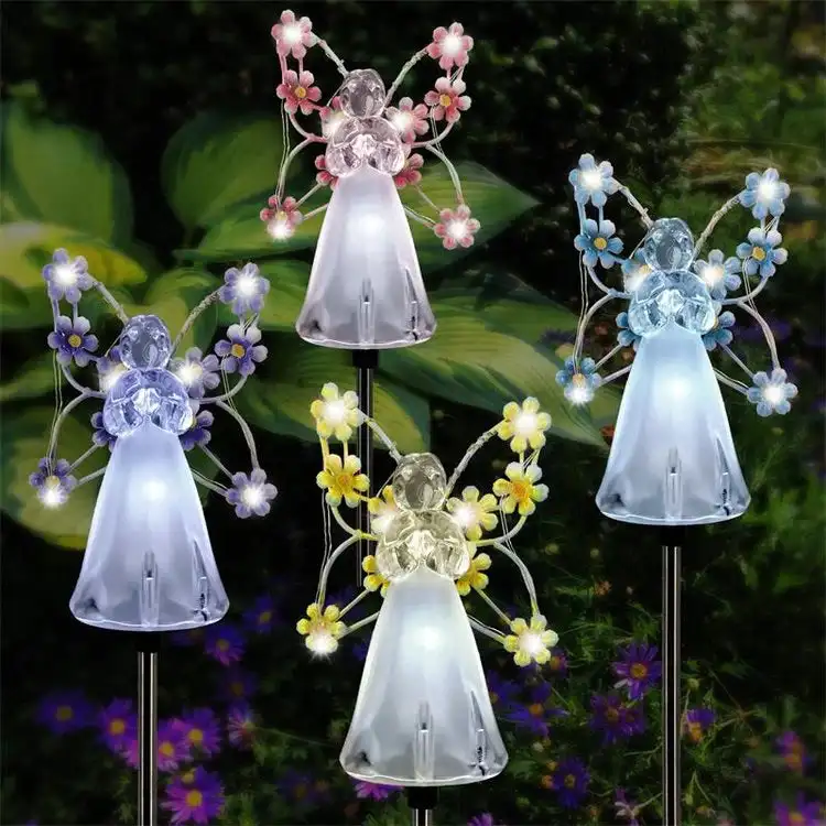 Imagem -02 - Solar Angel Lights para Jardim ao ar Livre Decoração de Paisagem Estaca Led Lâmpada da Noite Housewarming Presente Gramado Quintal Pátio Novo