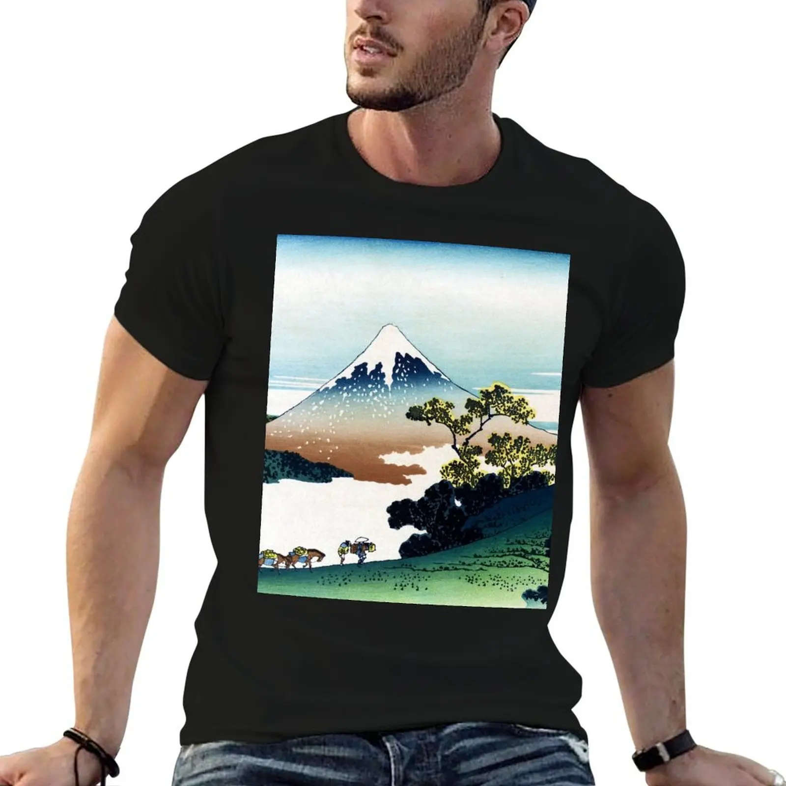 

The Inume Pass in Kai Province by Katsushika Hokusai T-Shirt t shirt custom print t shirt for man 100 percent cotton T-Shirt