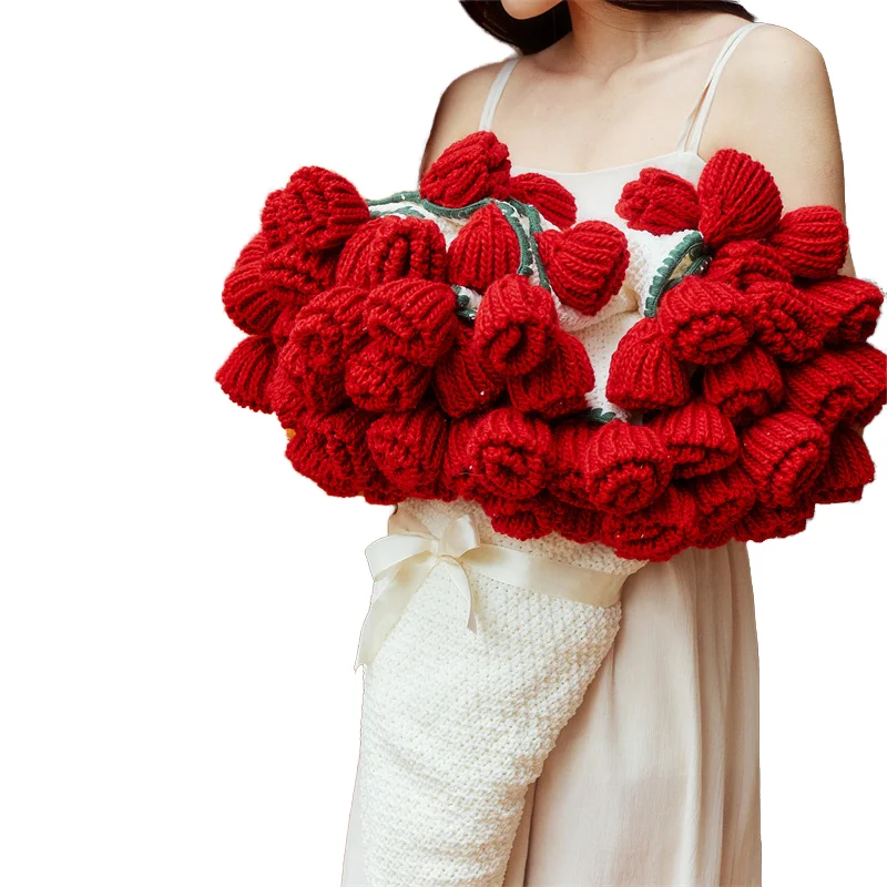 

Multifunctional Modern Rose Bouquet Throw Blanket 100% Polyester Knitted Anti-Static Machine Washable Customizable 440gsm
