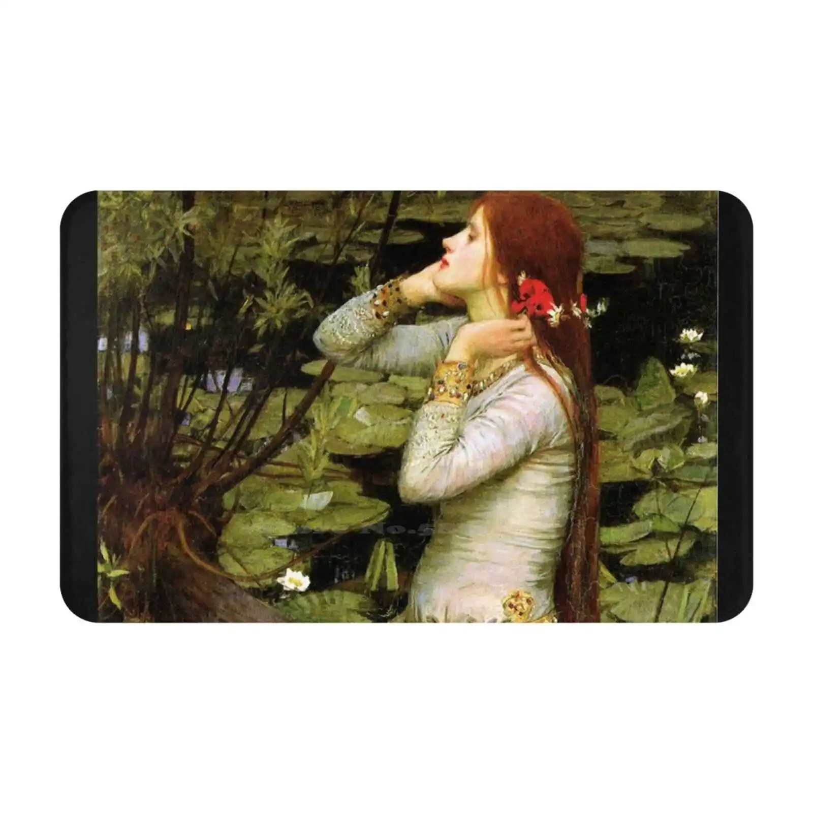 Ophelia 1894-John William Waterhouse Soft House Family Anti-Slip Mat Rug Carpet Ophelia Hamlet Oil Painting Madness Shakespeare