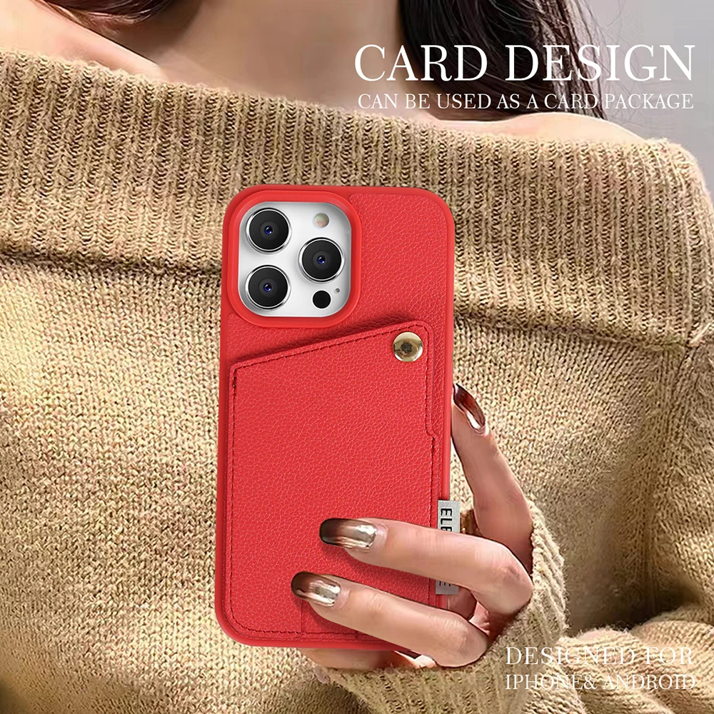 Fashion Card Bag Anti drop PU Leather Stand Phone Case Cover Suitable for Apple iPhone 15 14 13 12 Pro Max Plus