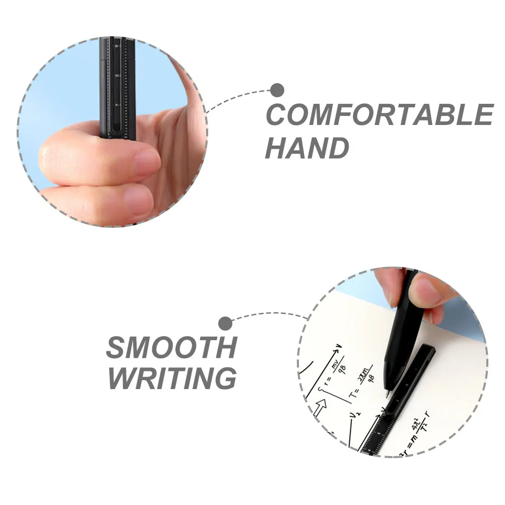 

5 Pcs Press Gel Pen Smooth Writing Pens Multipurpose with Ruler Black Ink Plastic