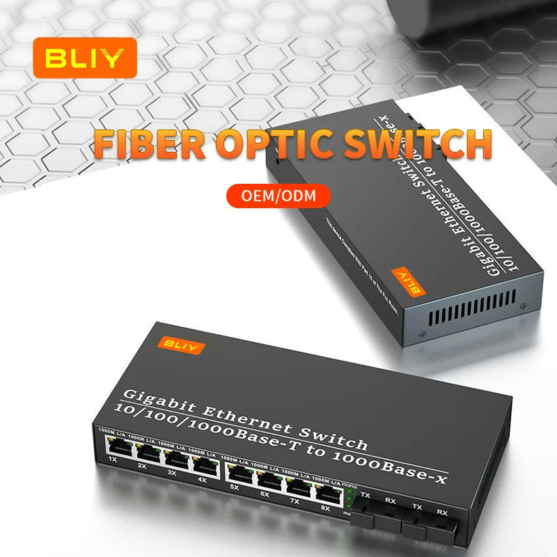 

Gigabit switch 2 optical 8 electrical single mode single fiber fiber optic transceiver SC port network splitter monitoring set