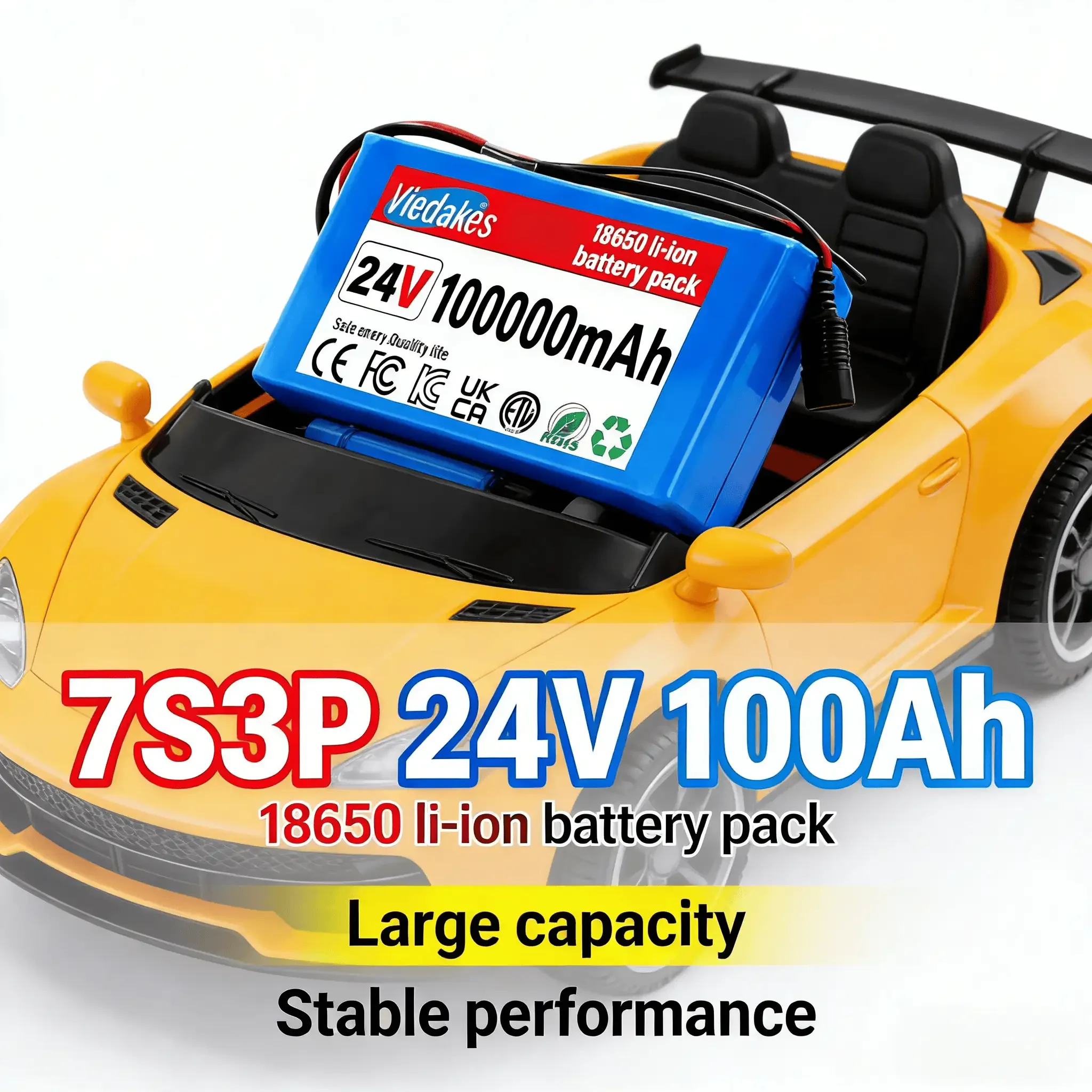 

VIEDAKES 7S3P 18650 100Ah 24V Lithium Battery Rechargeable Stable Output Long Cycle Life Battery Pack for Electric Scooter