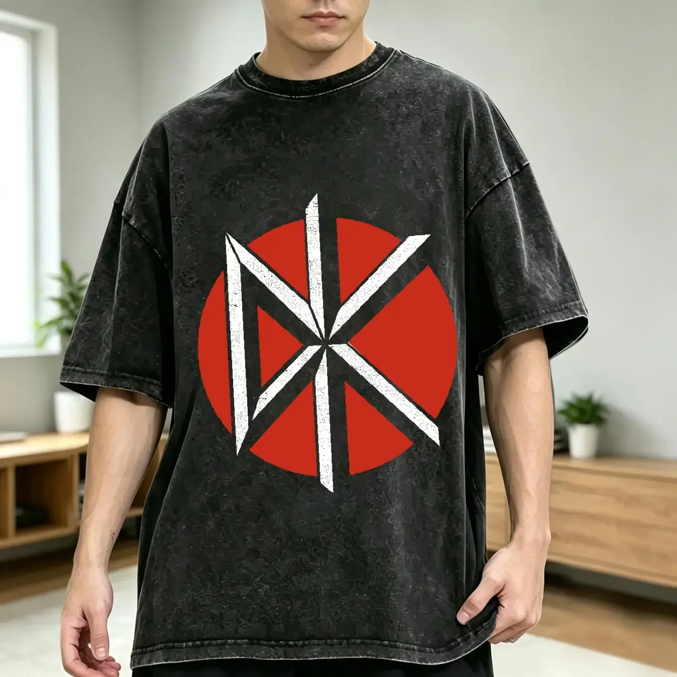 washed T Shirt Dead Kennedys Distressed Logo Mens Licensed Rock N Roll Band Black vintage Washed Stretched Versatile fashion