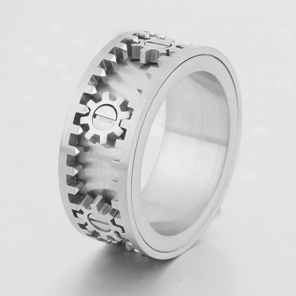 Titanium Steel Gear Rotatable Ring For Men And Women, Good Luck, Personality, Anxiety And Stress Relief Bracelets
