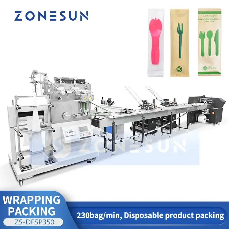 ZONESUN ZS-DFSP350 Disposable Cutlery Wrapping Machine Tableware Packing Machine