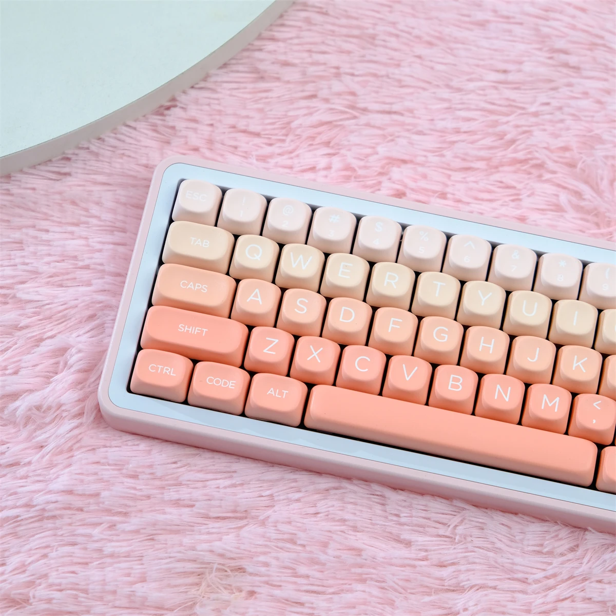 Cor gradiente rosa rouge 126 teclas pbt teclas de sublimação de cinco lados perfil moa para teclado mecânico mx switch