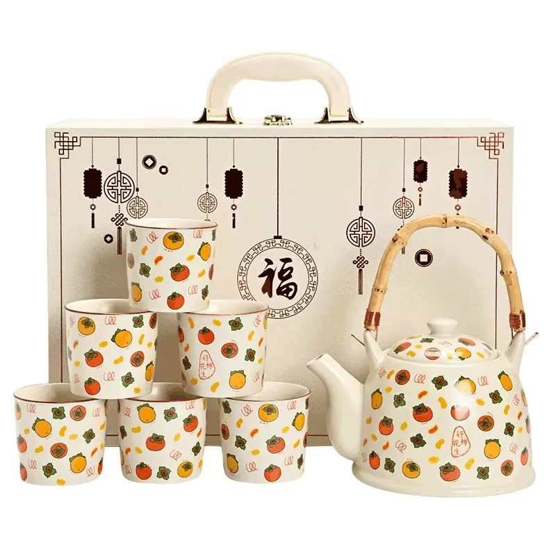 Japanese-style 7-piece ceramic teapot set with ceramic teapot set Large-capacity ceramic teapot is suitable for tea friends