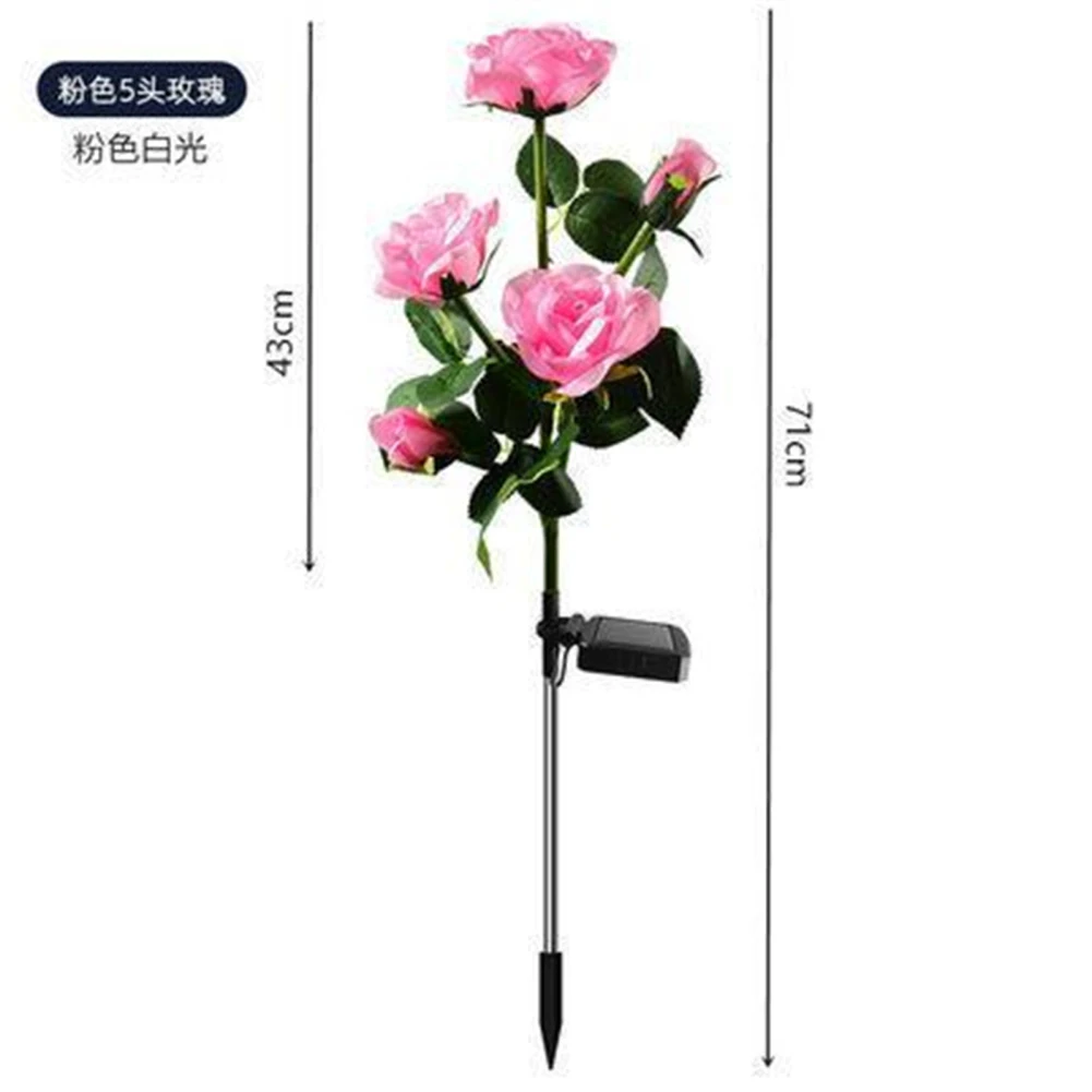 Lampe Solaire à 5 Têtes en Forme de Rose pour l'Extérieur, Imperméable, Simulation de Fleur, pour Pelouse, Jardin, Cour, Décoration