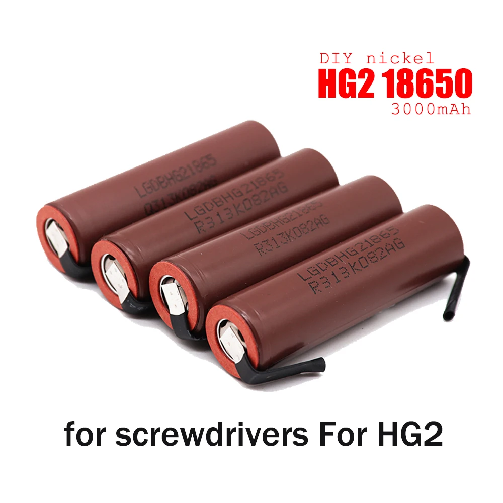 3.7V HG2 18650 Battery 3000mAh 3.6V 30A High Power Discharge Li-ion Large Current Batteries for screwdriver with DIY Nickel