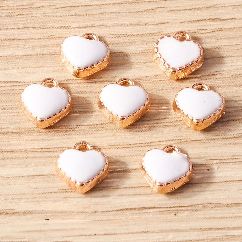 30 stücke 9x9mm süße kleine Emaille Liebe Herz Charms Anhänger für Schmuck machen Tropfen Ohrringe Halsketten Armband DIY Bastel bedarf – Detail 16